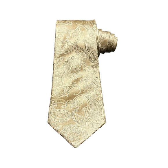 Donald J. Trump Signature Collection Cream Gold‎ Paisley Designer Neck Tie - Picture 7 of 9